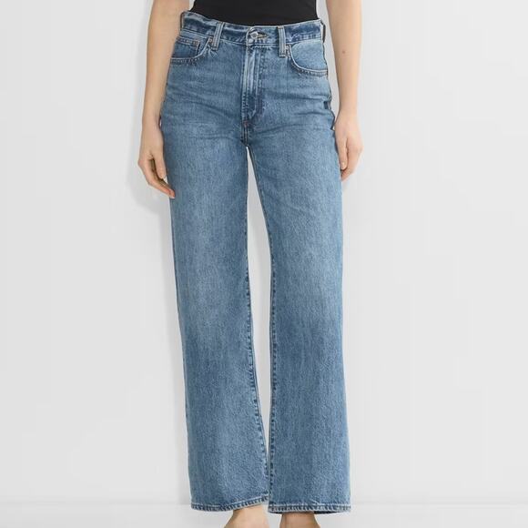 Denim forum Farrah Hi-rise Wide size 28 jeans medium blue Aritzia - Picture 1 of 7